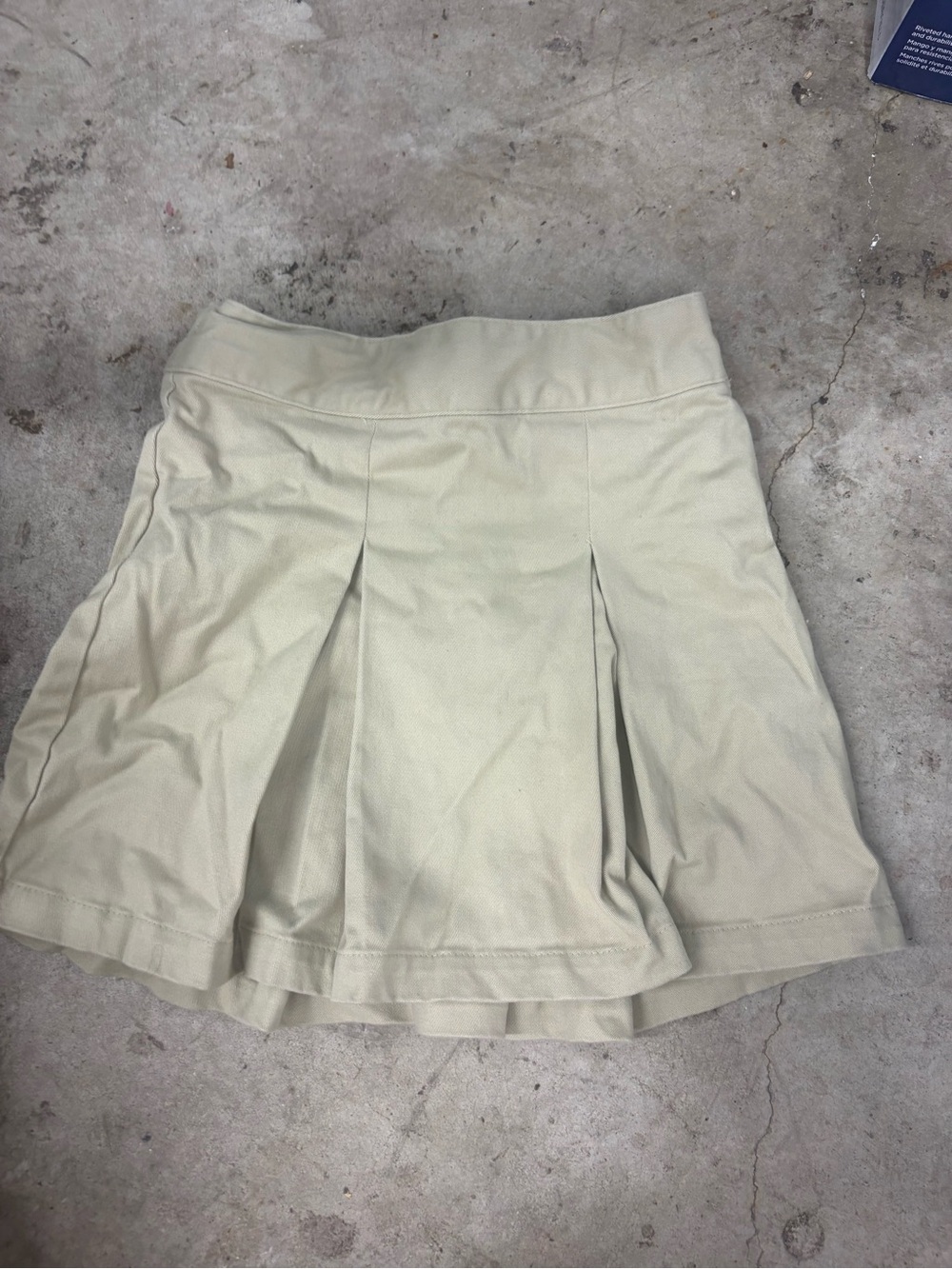 Cat & Jack Girls Uniform Beige Pleated Skort Size 4 Cotton Twill